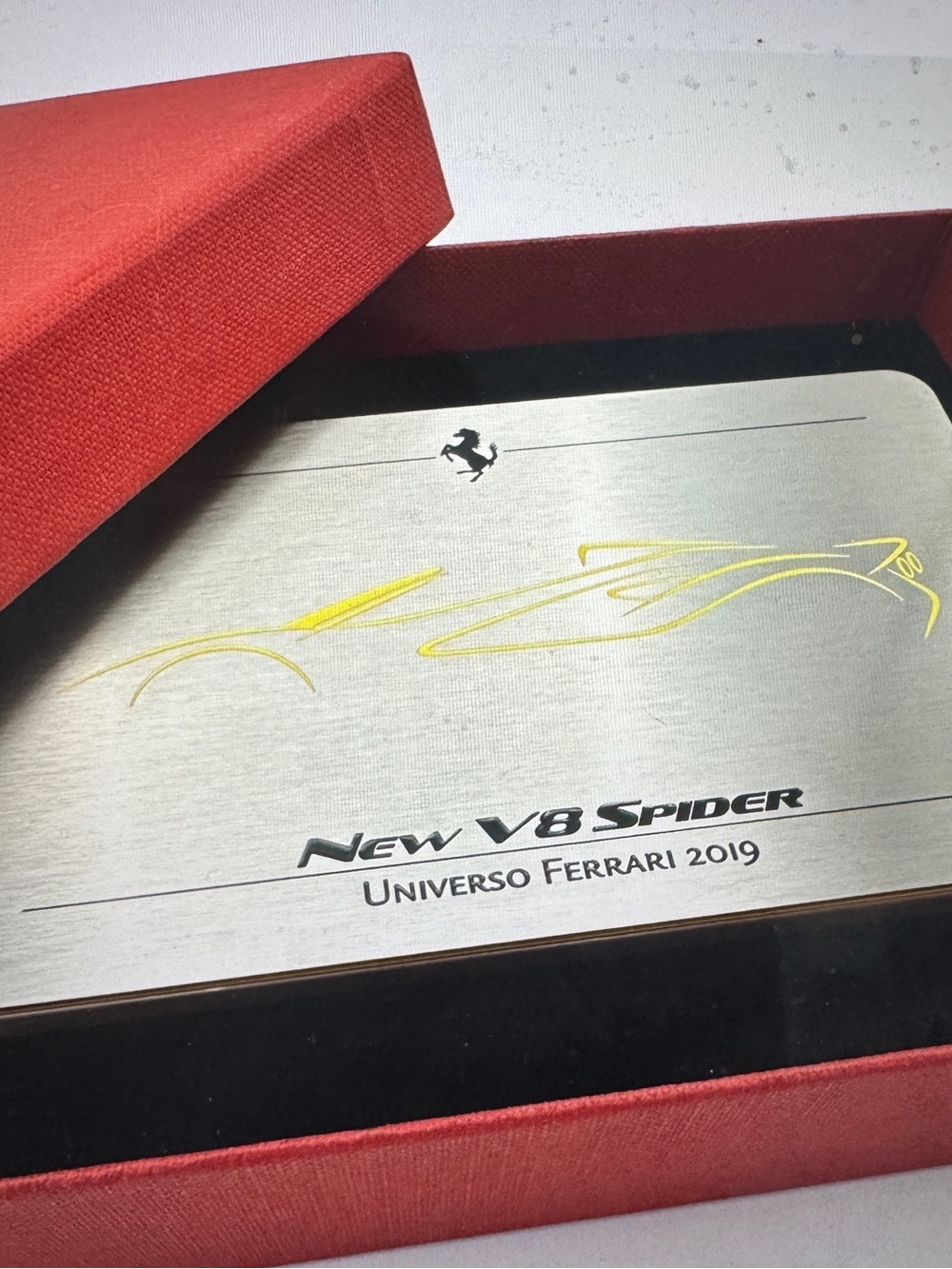 Rare Ferrari F8 spider Silver Plaque paperweight